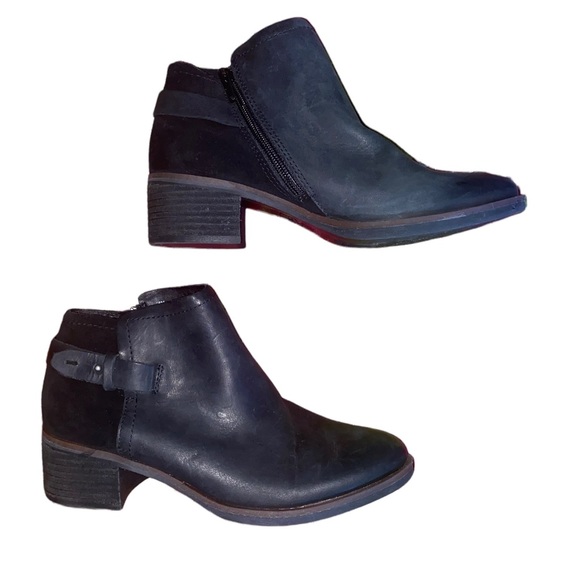 NWOB KorkEase Sonya Black Leather// Suede Ankle Moto Boots Size 6 - Picture 2 of 8